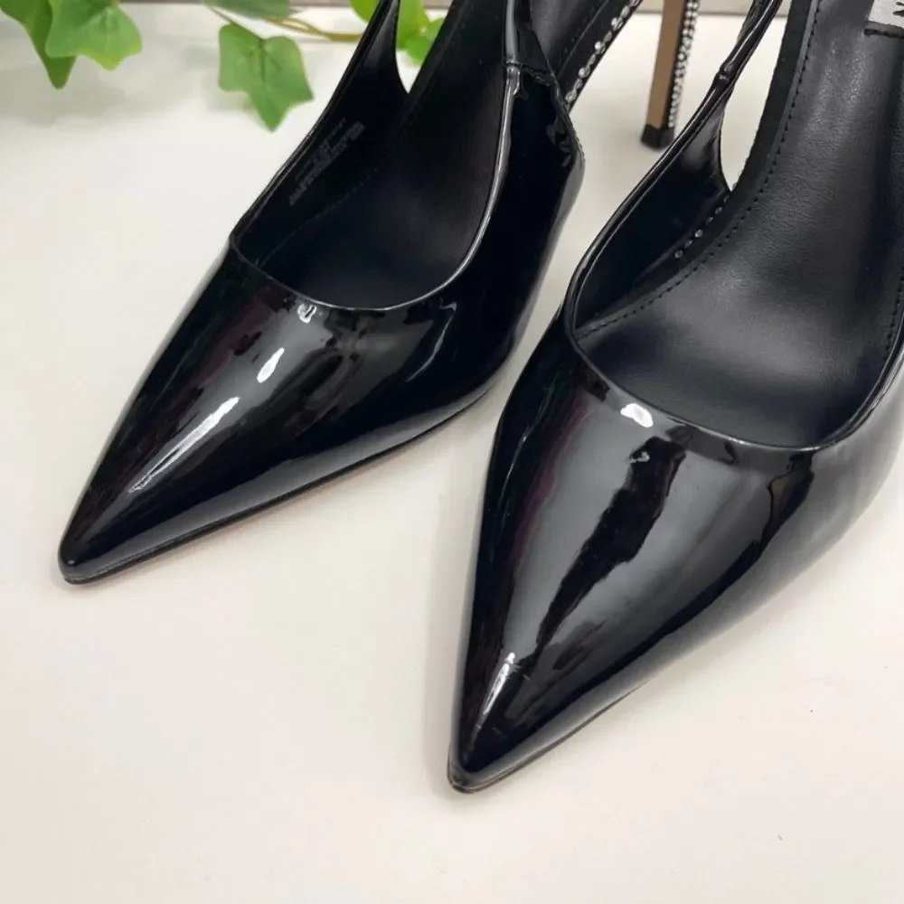 New Steve Madden Jayney Slingback Pump in Black Patent Size 8.5